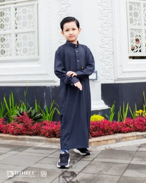 DTHREE® - Jubah Thobe Anak Rumi Series Warna Hitam (3)