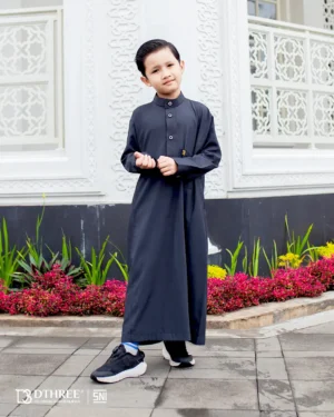 DTHREE® - Jubah Thobe Anak Rumi Series Warna Hitam (4)