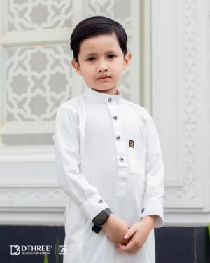 DTHREE® - Jubah Thobe Anak Rumi Series Warna Putih (2)