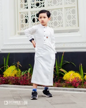 DTHREE® - Jubah Thobe Anak Rumi Series Warna Putih (3)