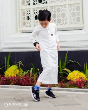 DTHREE® - Jubah Thobe Anak Rumi Series Warna Putih (4)