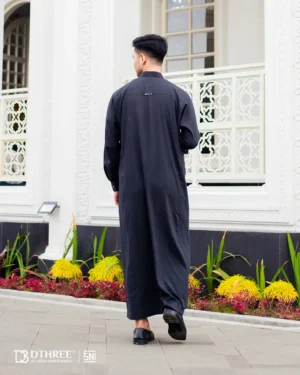 DTHREE® - Jubah Thobe Pria Rumi Series Warna Hitam (5)