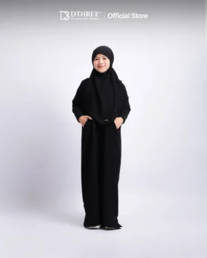 DTHREE® - Setelan Abaya Anak Maryam Series Warna Hitam (1)