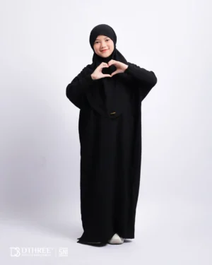 DTHREE® - Setelan Abaya Anak Maryam Series Warna Hitam (4)