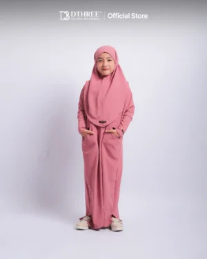 DTHREE® - Setelan Abaya Anak Maryam Series Warna Pink (1)