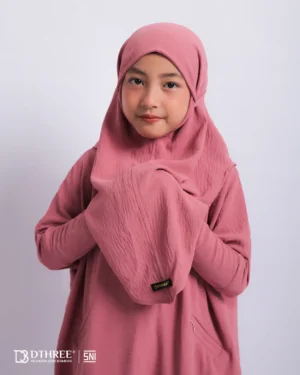 DTHREE® - Setelan Abaya Anak Maryam Series Warna Pink (2)