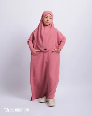 DTHREE® - Setelan Abaya Anak Maryam Series Warna Pink (3)