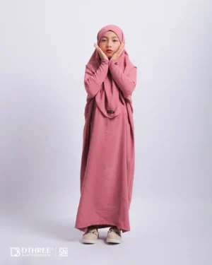 DTHREE® - Setelan Abaya Anak Maryam Series Warna Pink (4)