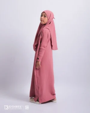 DTHREE® - Setelan Abaya Anak Maryam Series Warna Pink (5)