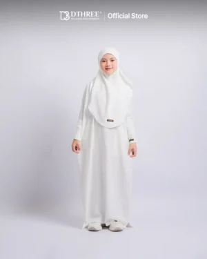 DTHREE® - Setelan Abaya Anak Maryam Series Warna Putih (1)