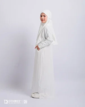 DTHREE® - Setelan Abaya Anak Maryam Series Warna Putih (3)