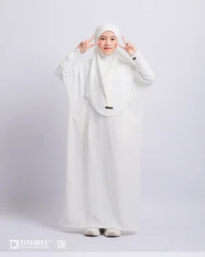 DTHREE® - Setelan Abaya Anak Maryam Series Warna Putih (4)