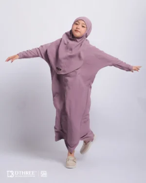 DTHREE® - Setelan Abaya Anak Maryam Series Warna Rose Taupe (3)