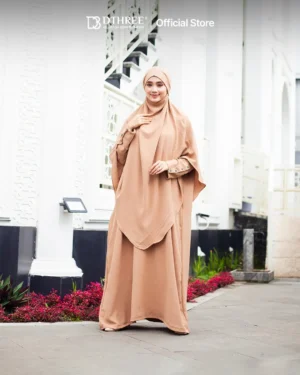 DTHREE® - Setelan Abaya Wanita Habsya Series Warna Capucinno (1)