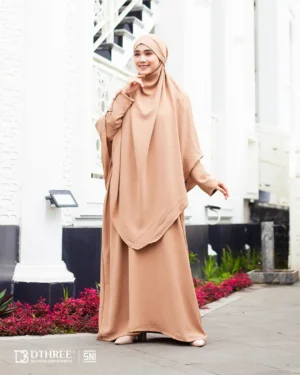 DTHREE® - Setelan Abaya Wanita Habsya Series Warna Capucinno (3)