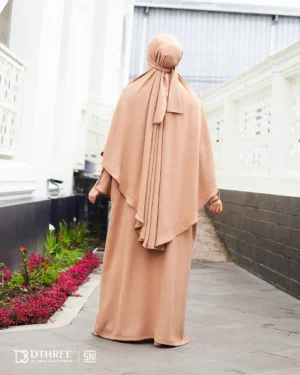 DTHREE® - Setelan Abaya Wanita Habsya Series Warna Capucinno (5)