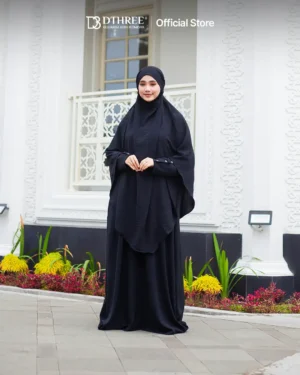 DTHREE® - Setelan Abaya Wanita Habsya Series Warna Hitam (1)