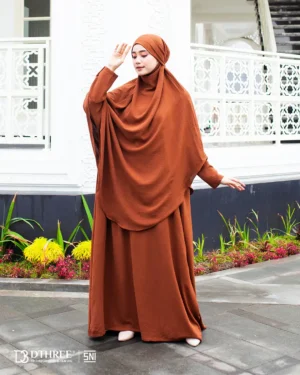 DTHREE® - Setelan Abaya Wanita Habsya Series Warna Nesspresso (3)