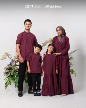 DTHREE® - Sarimbit Couple Keluarga Athaya Series Warna Burgundy (1)