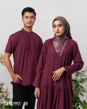 DTHREE® - Sarimbit Couple Keluarga Athaya Series Warna Burgundy (2)