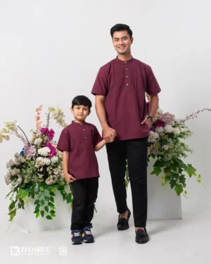 DTHREE® - Sarimbit Couple Keluarga Athaya Series Warna Burgundy (4)