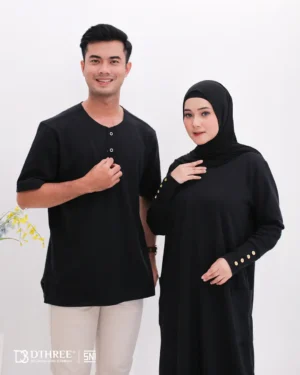 DTHREE® - Sarimbit Couple Keluarga Meelva Series Warna Hitam (2)