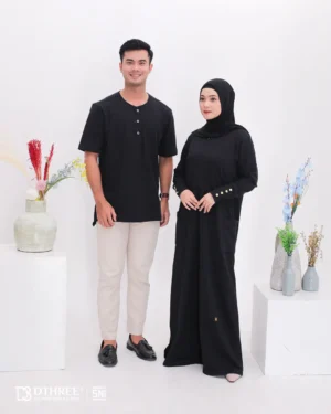 DTHREE® - Sarimbit Couple Keluarga Meelva Series Warna Hitam (3)