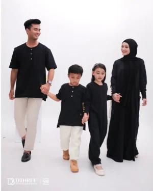 DTHREE® - Sarimbit Couple Keluarga Meelva Series Warna Hitam (5)