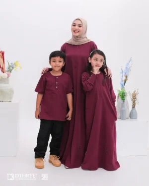 DTHREE® - Sarimbit Couple Keluarga Meelva Series Warna Maroon (4)