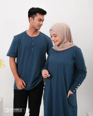 DTHREE® - Sarimbit Couple Keluarga Meelva Series Warna Mojalica Blue (2)