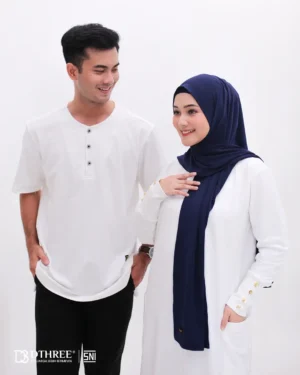 DTHREE® - Sarimbit Couple Keluarga Meelva Series Warna Putih (2)