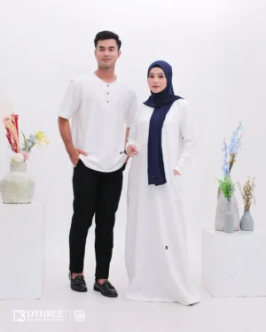 DTHREE® - Sarimbit Couple Keluarga Meelva Series Warna Putih (3)